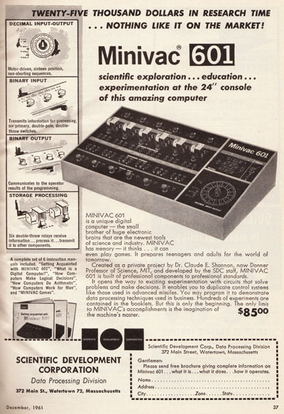 Minivac 601 Personal Computer